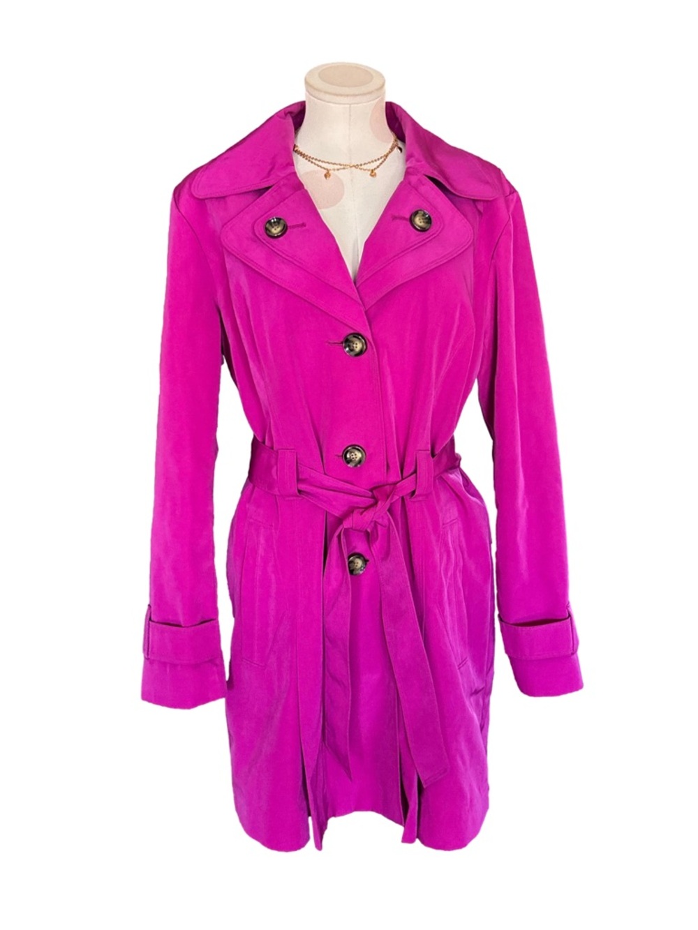 London Fog Pink Belted Trench Coat – L/G - Picture 6 of 12